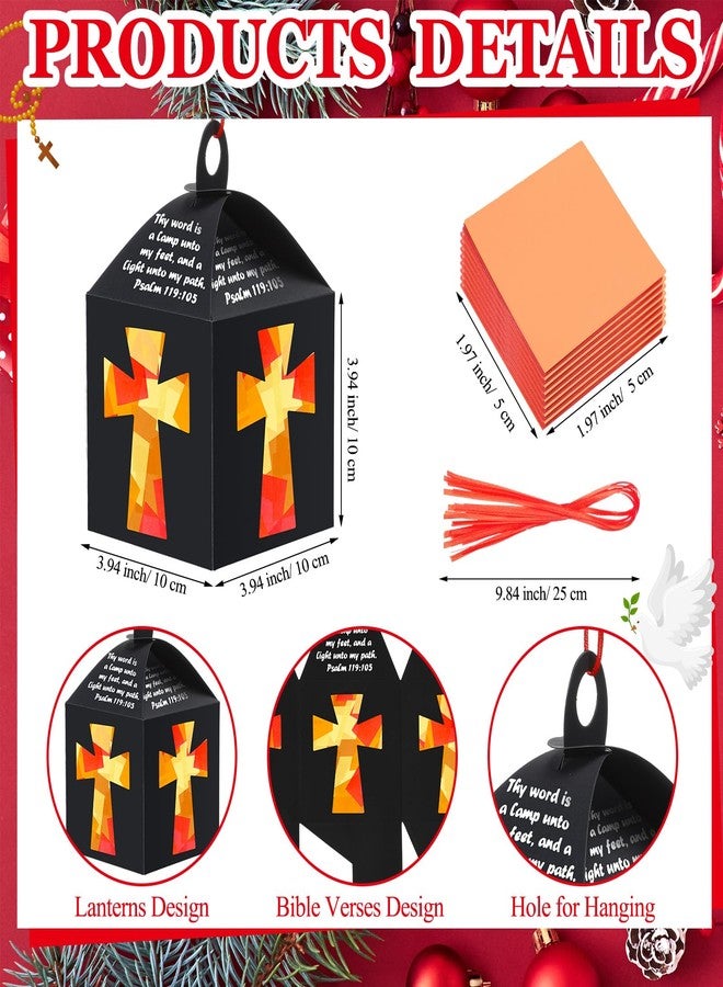 Yaomiao 16 Sets Religious Crafts Religious Cross Tissue Paper Lanterns Crafts Bulk Suncatcher Kits DIY Cross Ornaments Christian Tissue Paper Kits for Church Sunday School VBS Art Classroom Home - Image 2